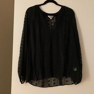 Zoa New York Silk Peasant Blouse Black Sheer